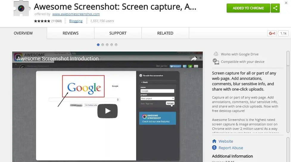 Awesome Screenshot Screen capture Annotate Chrome 